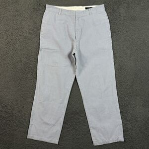 Vtg J Crew Pants Mens 34x30 Blue White Seersucker Cotton Stripe Summer Preppy